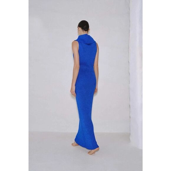 NWT Baobab Blue Knit Lover Dress Sleeveless High Neck Maxi Gown Size Small - Picture 4 of 10
